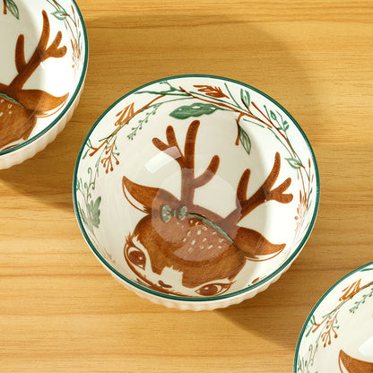 4.5-inch Printed Yamada Bowl with Little Deer Pattern M.66 JPDB