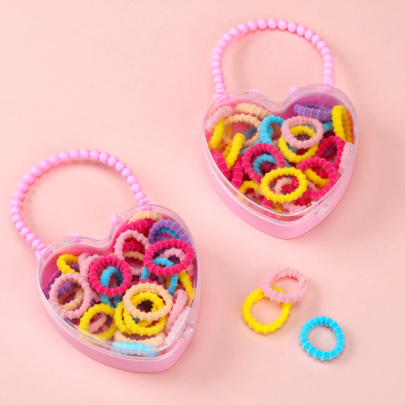 M42 Colored Children's Hair Elastics in a Heart-shaped Box (35 Pieces)