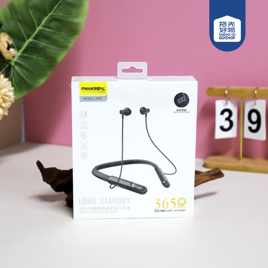 H05 Black Sports Bluetooth Earbuds (Ultra-Long Battery Life, TF Card Supported, Digital Display, Hard Head) A.11 JPDB A.11 JPDB