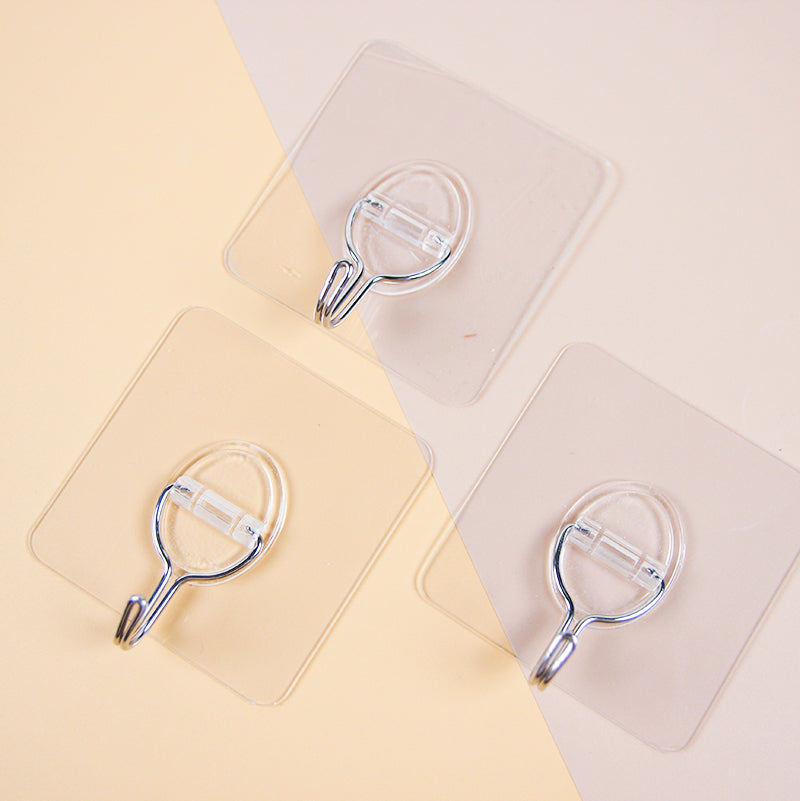 Qiaoxiaoya Model 9205 Adhesive Hooks - 3 Pcs External Buckle Transparent Square Type M.16
