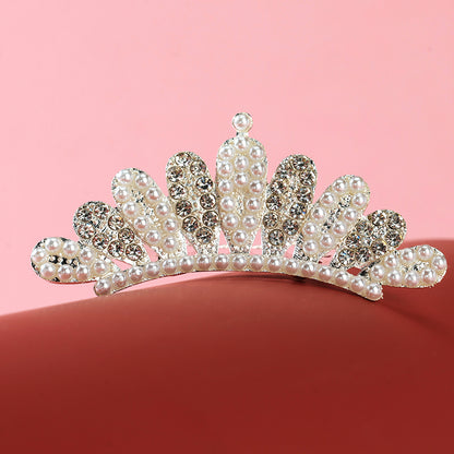 M42 Large Tiara Adorned with Pearls & Rhinestones, Boxed