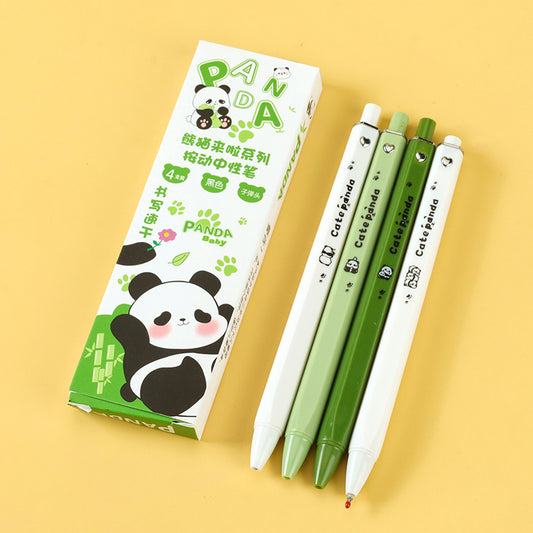 Charming Panda - themed Square - shaped Gel Pens (Pack of Four)! These pens, inspired by cute pandas, come in an interesting square shape, making writing both fun and stylish. M.82