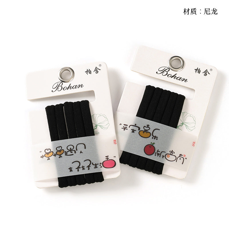 M42 Boxed 5 Black High-Elastic Towel Loop Hair Ties - Soft Absorbent for Post-Wash Hairstyling