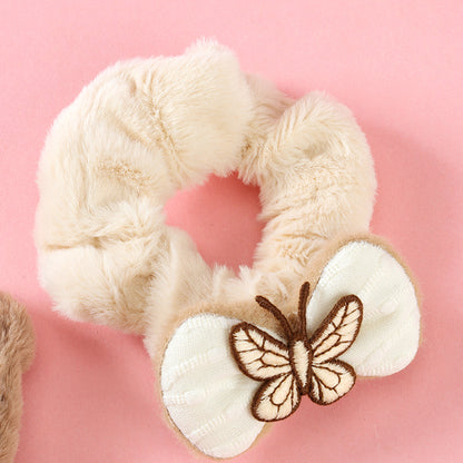 M42 milk tea-colored butterfly flower accessory large hair scrunchie