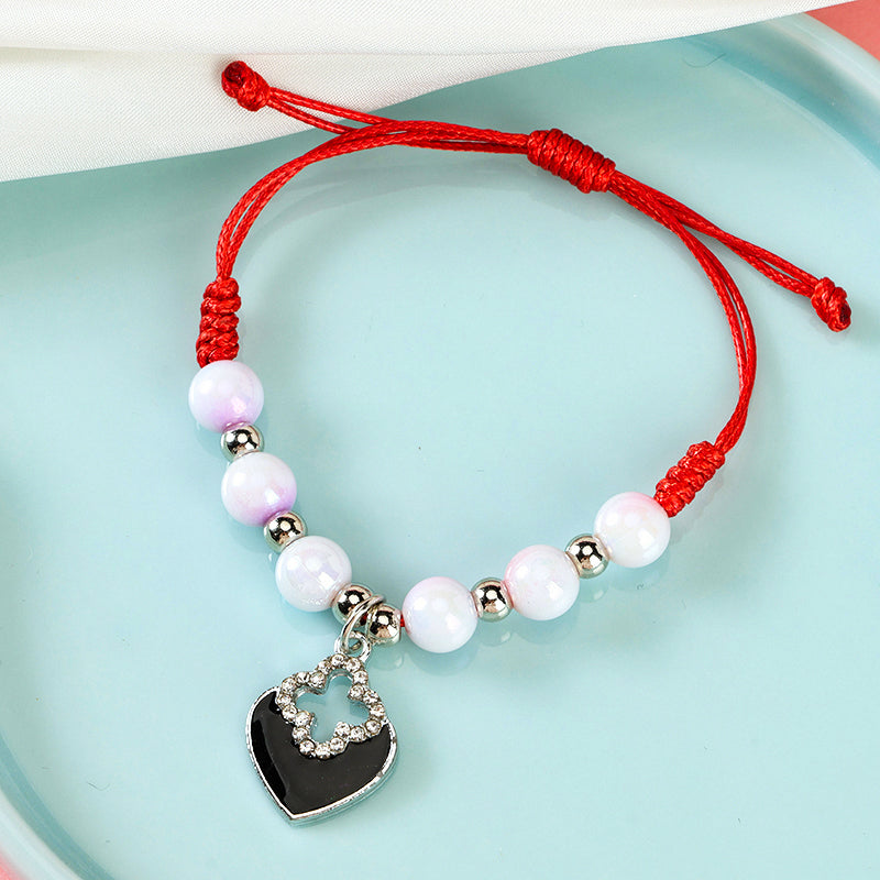Matte Bead Pendant Braided Bracelet  M.43
