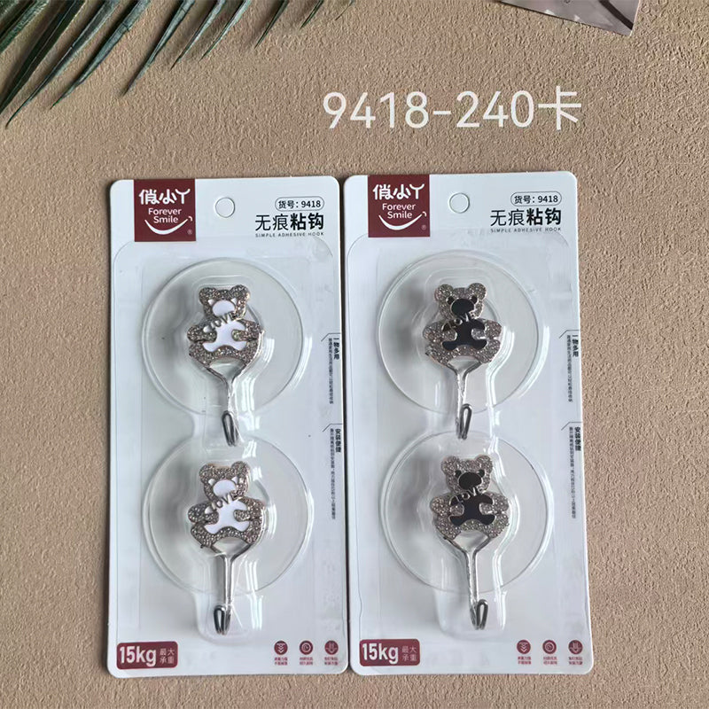 Yulong 9418 Two Diamond Bear Adhesive Hooks M.16