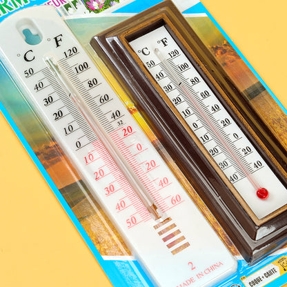 Small single-chip thermometer + imitation redwood thermometer blister card M.28