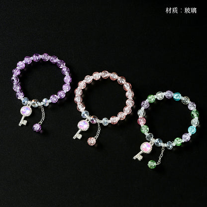 Cracked Bead Diamond-Accented Key Bracelet  M.43