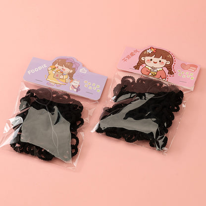 M42 Ribbed Terry Cloth Hair Ties for Children + Hair Bun Makers (Black, 100 Pieces)