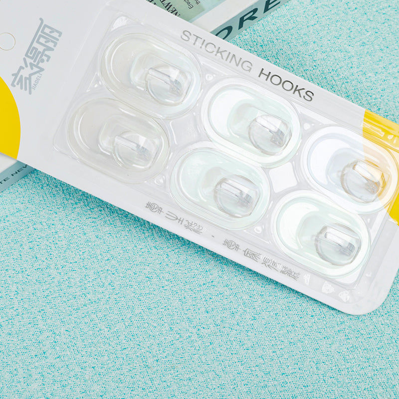 Model JDL-383 Adhesive Hooks - 6 Pcs Oval Ox Horn Design M.16