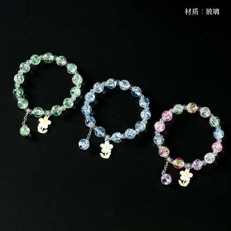 Cracked Bead Enamel Flower Bracelet  M.43