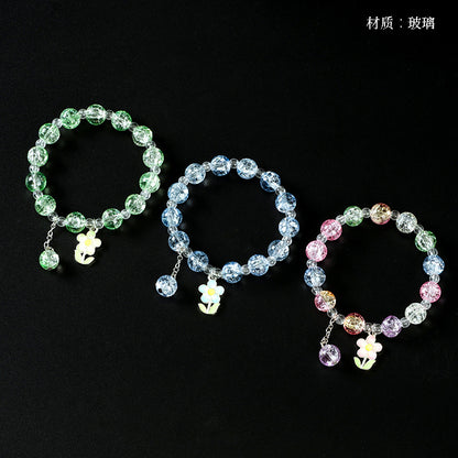 Cracked Bead Enamel Flower Bracelet  M.43