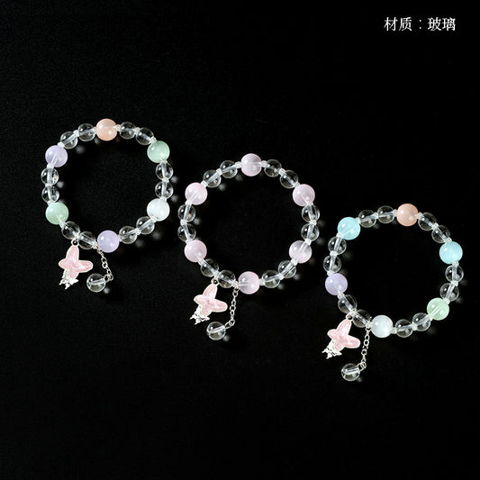 Colorful Milk Cap Butterfly Pendant Bracelet  M.43