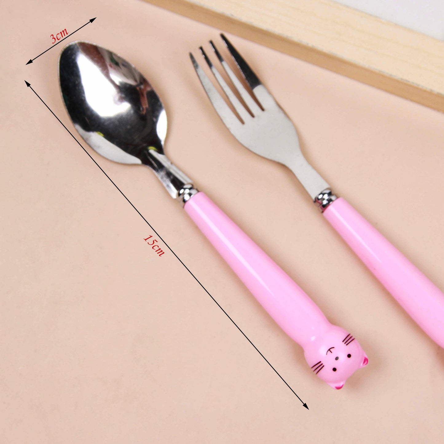 Cartoon-pattern Spoon & Fork Set (Assorted Styles) M.66