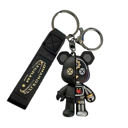 New-Style Punk Mechanical Bear Keychains Cartoon Pendants Half-Hollowed Violent Bear Car Key Rings Schoolbag Charms Gift Items M.72
