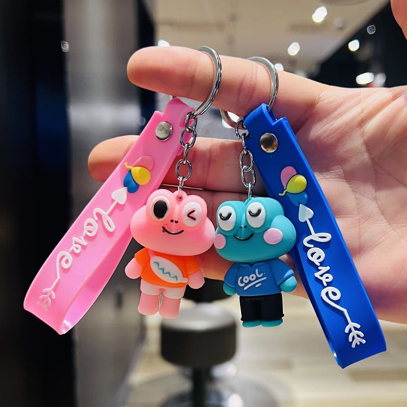 Cartoon Big-Eyed Frog Keychain 3D Doll Car Key Ring Accessory Couple Bag Charm Children's Gift M.72