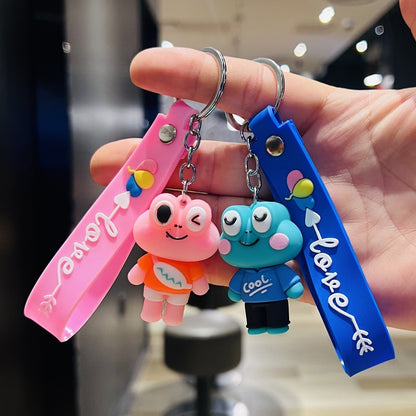 Cartoon Big-Eyed Frog Keychain 3D Doll Car Key Ring Accessory Couple Bag Charm Children's Gift M.72