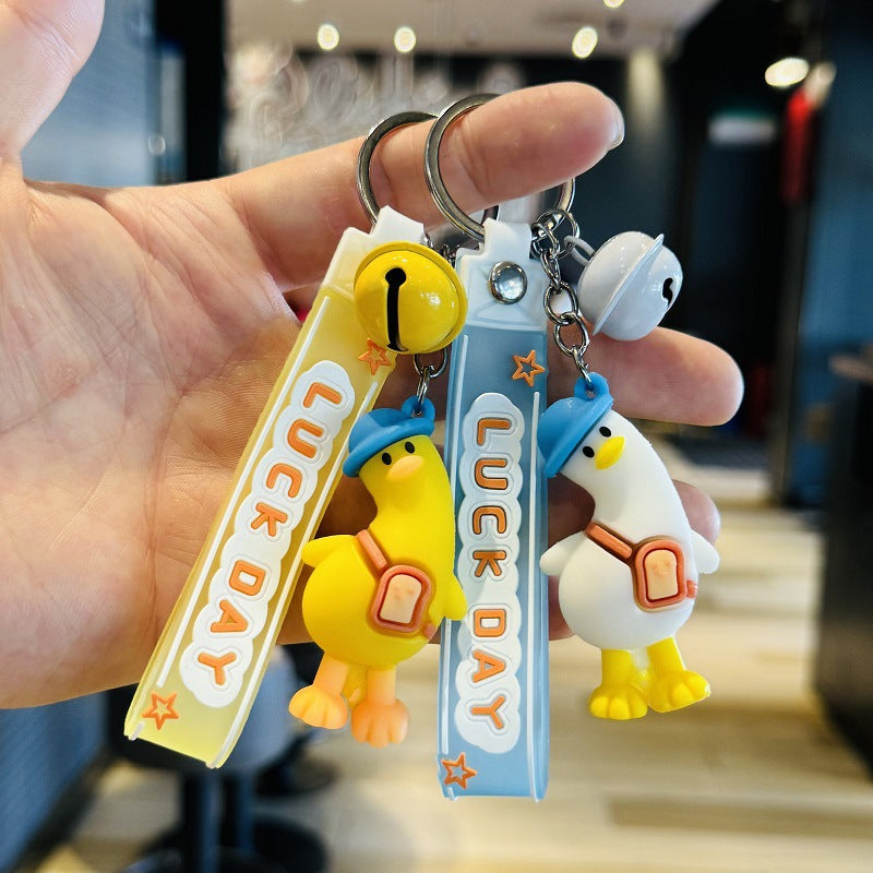 Wholesale of Cartoon Tilt-Neck Duck Keychains Cute Duck Doll Bag Charms Car Key Rings Activity Small Gifts M.72