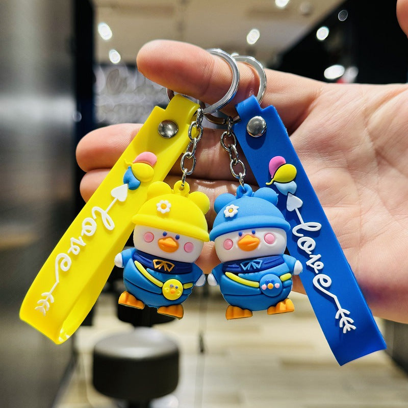 Wholesale of Cartoon Keychains 3D Figurines Duck-Shaped Backpack Charms Small Prizes & Gifts for Kindergarten Children M.72