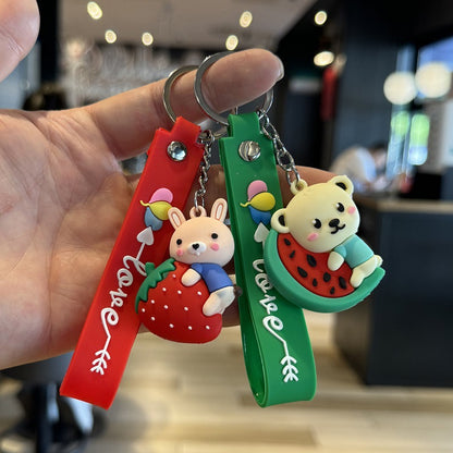 Wholesale of Cartoon Animal & Fruit Keychains Rabbit & Monkey Doll Bag Charms Cute Car Key Rings as Gifts M.72