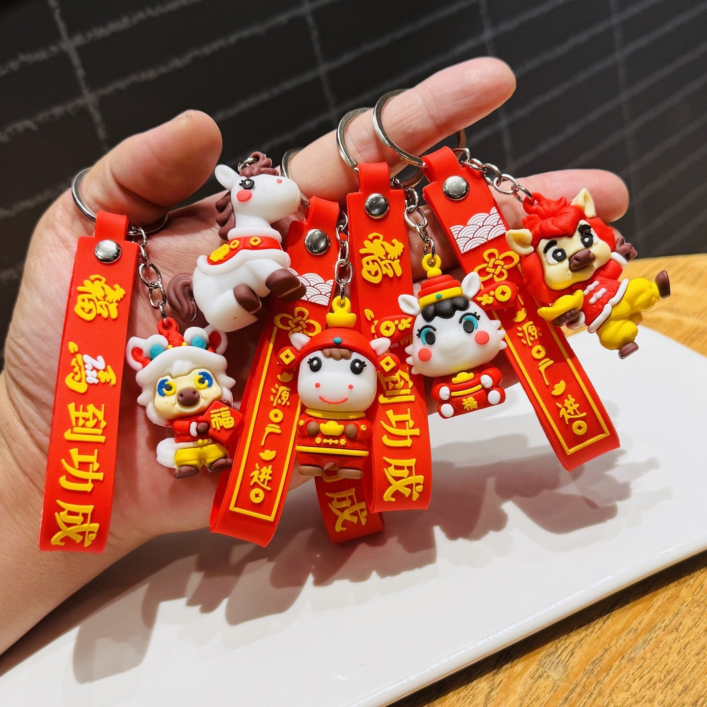 2026 New-Style Year of the Horse Plush Charm Keychain Festive Lucky Horse Wealth-Attracting Car Key Ring Small Event Gift M.72
