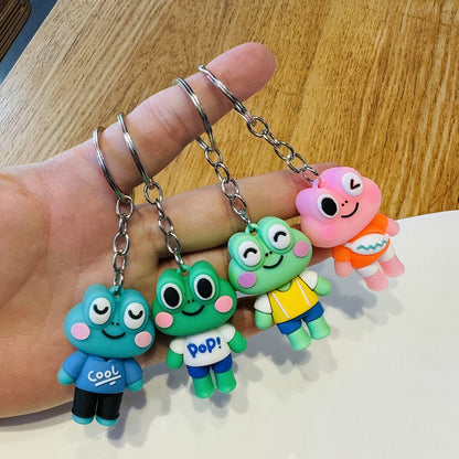 Wholesale of Cartoon Big-Eyed Frog Keychains Schoolbag Charms Car Key Rings Kindergarten Children's Prizes & Small Gifts M.72