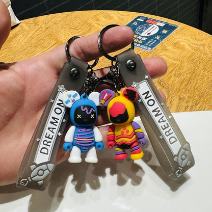Internet-Famous Colorful Violent Bear Keychain 3D Soft Gel Doll Bear-shaped Bag Charm Car Keychain Small Gift M.72