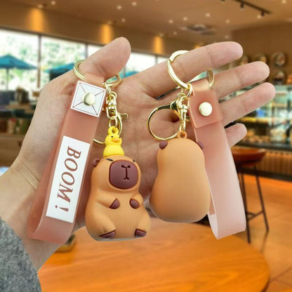 Cute Viral Capybara Keychains Cartoon Capybara Figurine Pendants Couple-Friendly Bag Ornaments Car Key Chains M.72