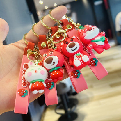 Cartoon Bear Keychains 3D PVC Soft Rubber Figurines Car Key Chains Creative Bag Charms Event Gifts M.72