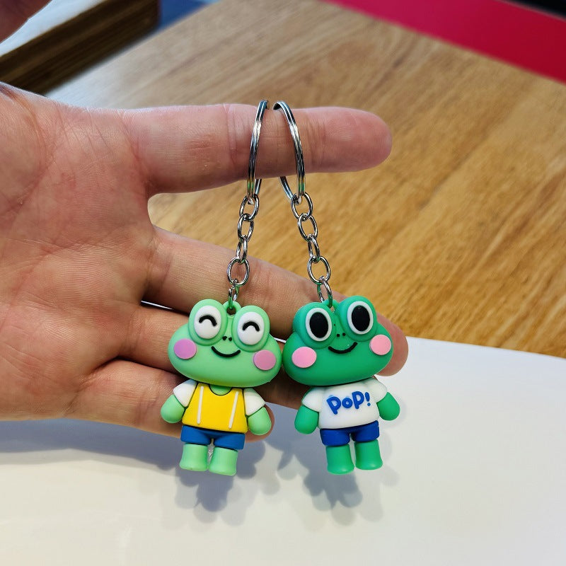 Wholesale of Cartoon Big-Eyed Frog Keychains Schoolbag Charms Car Key Rings Kindergarten Children's Prizes & Small Gifts M.72