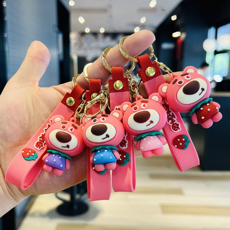 Wholesale of Creative Cartoon Bear Keychains PVC Soft Gel Doll Charms Car Key Rings Activity Gifts M.72