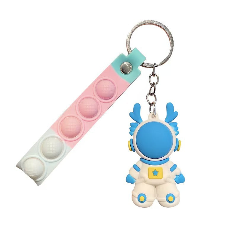 Cartoon Astronaut & Astro Rabbit Keychains Creative Couple Bag Pendants Car Key Rings Wholesale Stall Accessories M.72