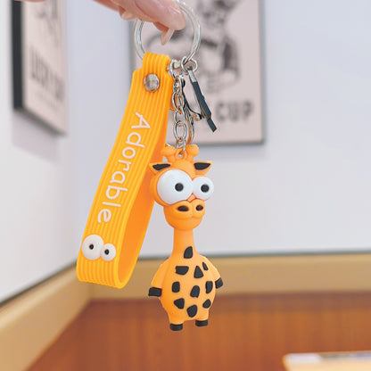Cartoon Pop-Eye Giraffe Keychains Funny Ugly-Cute Animal Key Rings Trendy Gift Key Chain Charms M.72