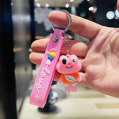 Cartoon Big-Eyed Frog Keychain 3D Doll Car Key Ring Accessory Couple Bag Charm Children's Gift M.72