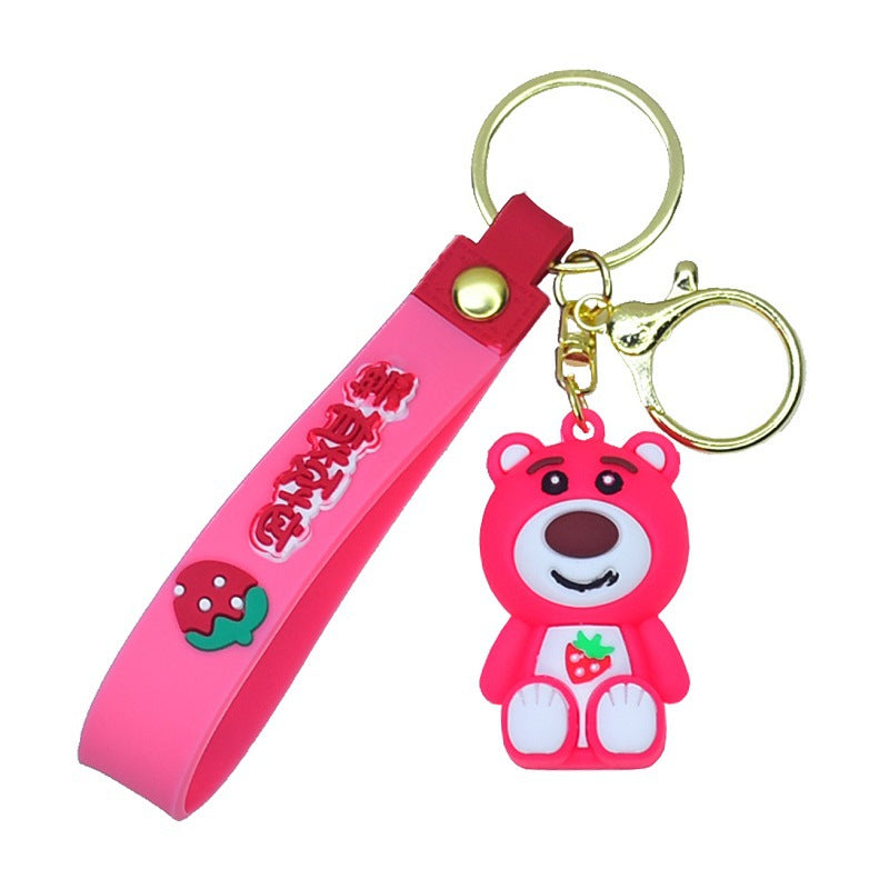 Cartoon Bear Keychains 3D PVC Soft Rubber Figurines Car Key Chains Creative Bag Charms Event Gifts M.72