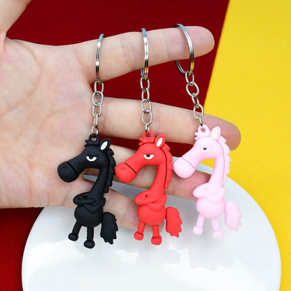 Viral Hit Cool-Styled Horse Keychain 3D Doll Year of the Horse Mascot Charm Car Key Ring Wholesale Gift M.72