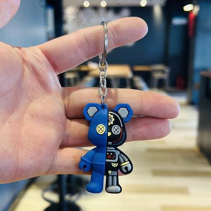 Wholesale of Cartoon Half-Section Mechanical Bear Keychains 3D Violent Bear Backpack Charms Car Key Rings Small Gifts M.72
