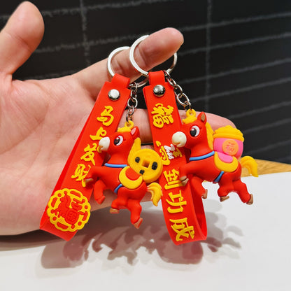 Year of the Horse Keychain, Festive Fortune-Attracting & Blessing-Embracing Horse Doll Bag Charm Gift for New Year's Day Mall & Corporate Event Promotion M.72