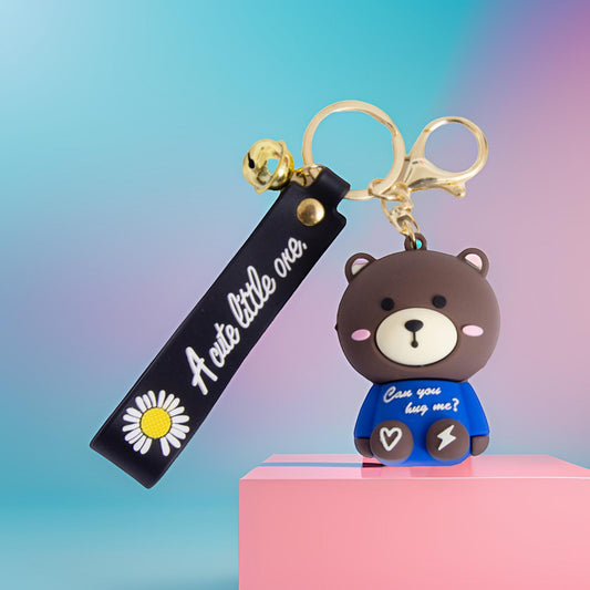 Wholesale of Cartoon Brown Bear Keychains Internet-Famous Bear Pendants Couple-Friendly Bag & Car Charms Stall Small Gifts M.72