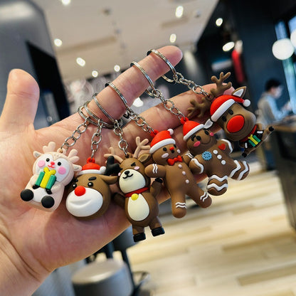 Wholesale of Christmas Small Gifts Santa Claus & Snowman Pendant Keychains 3D Figurines Car Key Rings Small Presents M.72