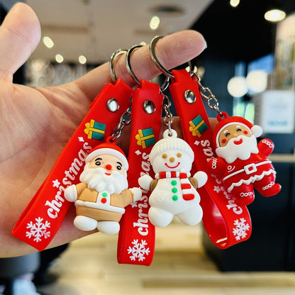 Santa Claus & Snowman Keychains 3D Soft Rubber Figurine Bag Charms Small Christmas Gifts for Children M.72