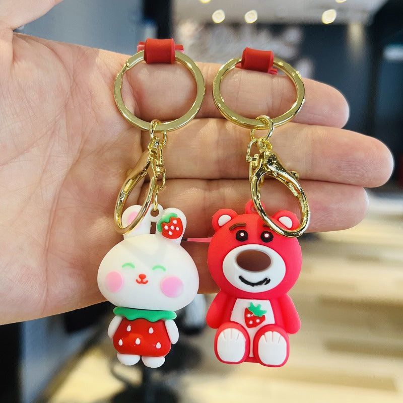 Cartoon Bear Keychains 3D PVC Soft Rubber Figurines Car Key Chains Creative Bag Charms Event Gifts M.72