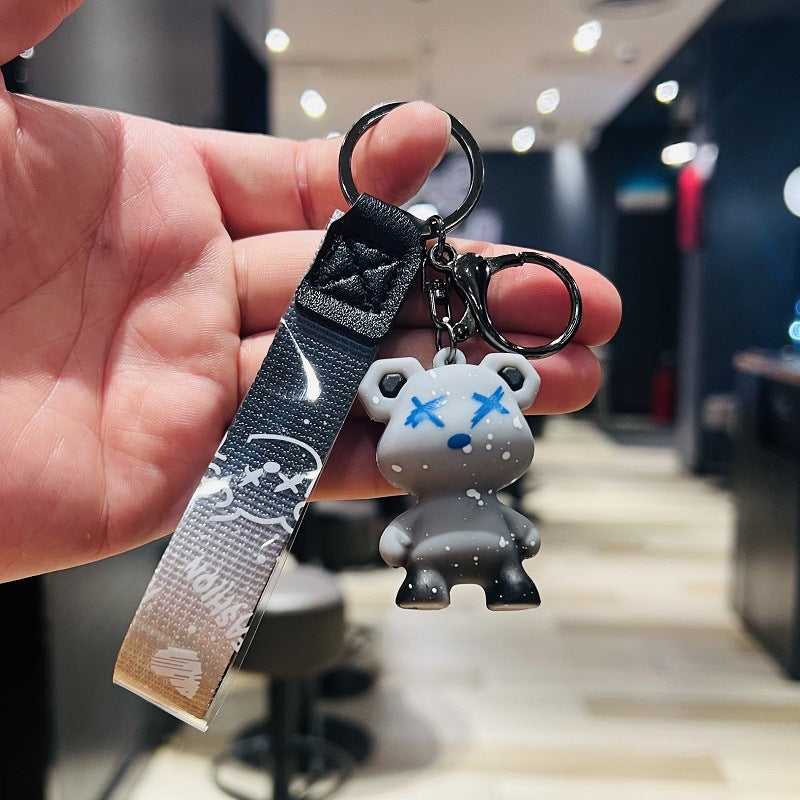 Internet-famous Best-selling Gradient Bear Keychain 3D Plush Doll Cute Bear Car Key Ring Bag Pendant Small Event Gift M.72