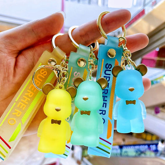 Wholesale of Internet-Famous Cartoon Crystal Bear Keychains Violent Bear Pendants Couple-Friendly Bag & Car Charms Stall Gifts M.72