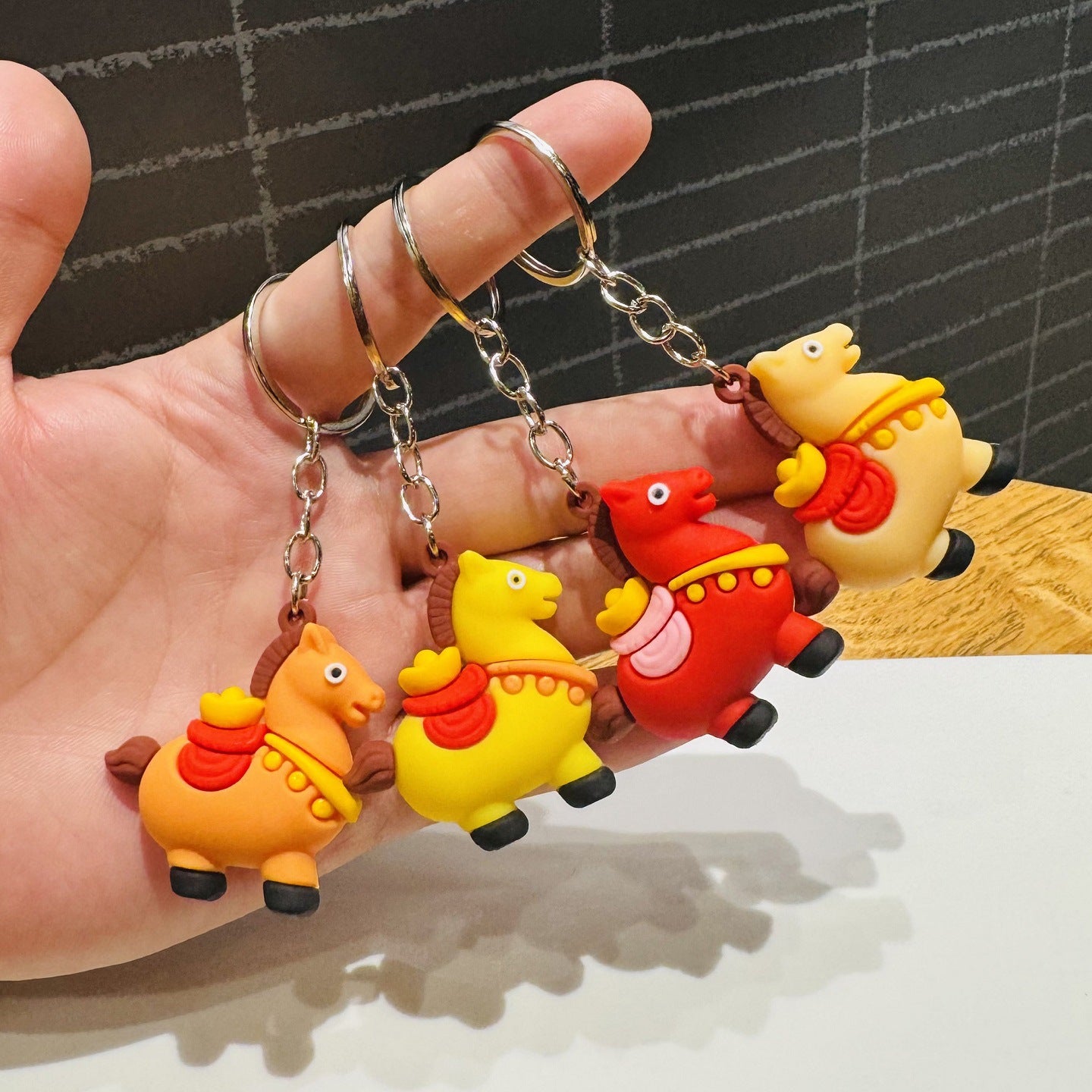 Cartoon Pony Keychain Fortune-Attracting Golden Ingot Pony Charm Gift for Company Annual Parties & Mall Event Promotions M.72