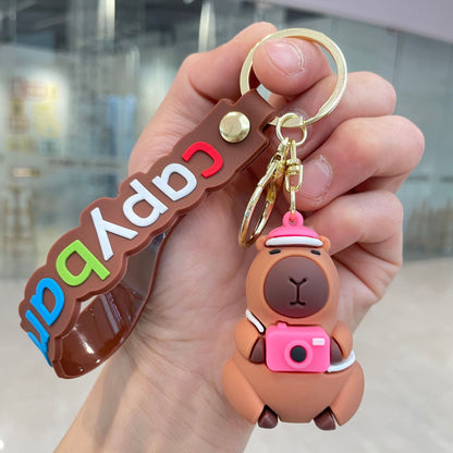 Cute Capybara Keychains Bag Charms Viral Capybara Figurine Key Rings Claw Machine Supplies (Wholesale) M.72