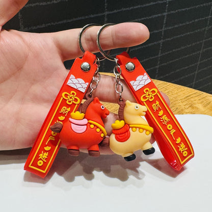 New Year Fortune-Bringing Horse Keychains Wealth-Attracting Car Key Rings & Charms Gifts for Company & Mall Opening Events M.72