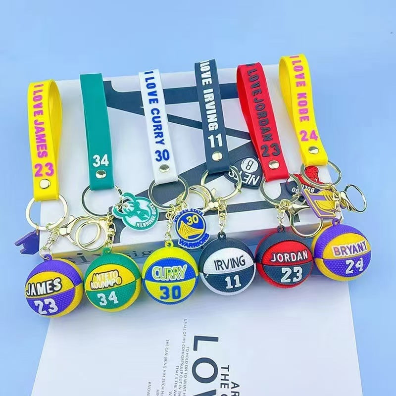 Wholesale of Creative 3D Basketball Keychains Replica Star-Player-Style Cartoon Pendants Car Key Rings Schoolbag Charms M.72