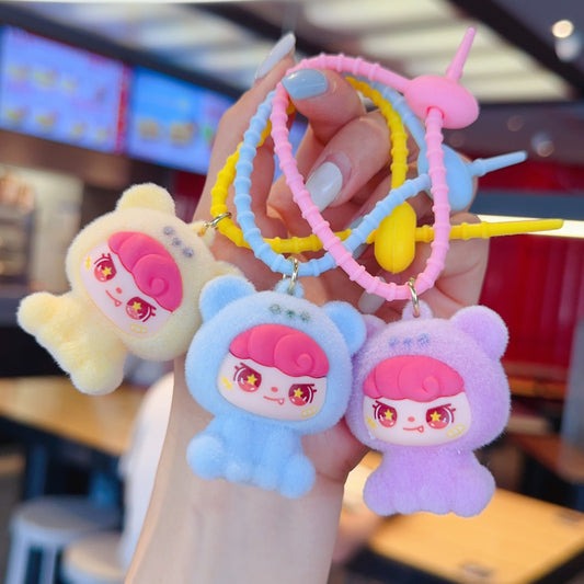Cute Flocked Keychains Exquisite Ornaments Desktop Decorations Claw Machine Small Gifts and Pendants M.72