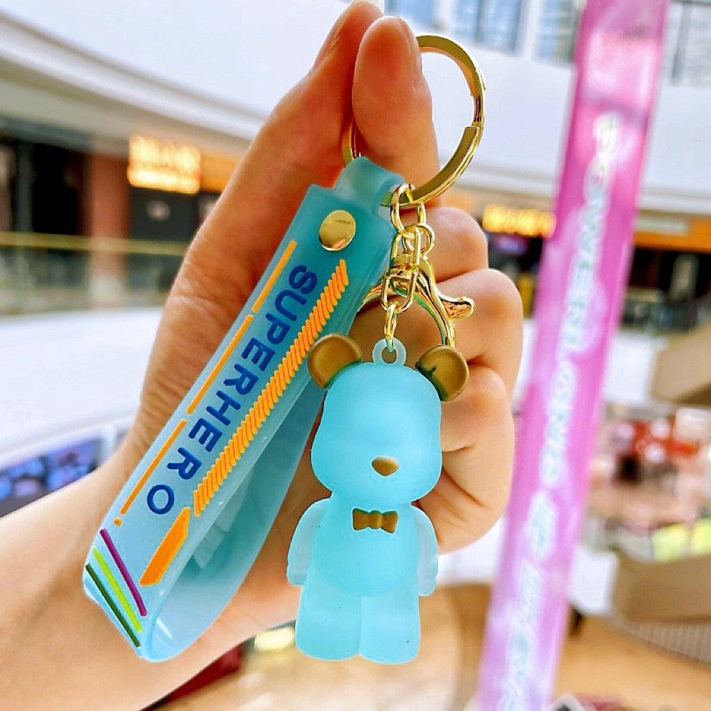 Wholesale of Internet-Famous Cartoon Crystal Bear Keychains Violent Bear Pendants Couple-Friendly Bag & Car Charms Stall Gifts M.72